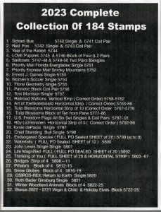 2023 YEAR SET ( Ships After December  6th)  184 Stamps  MNH