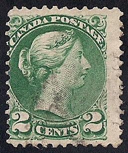 Canada #36 2 cent Queen Victoria Stamp used AVG