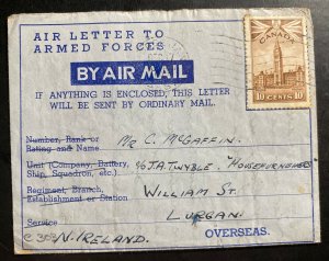 1943 Moose Jaw Canada Armed Forces Air Letter Cover To Lurgan Ireland TJ Eakin
