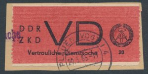DDR DD1 Dienstmarken D DDR-VD Confidential service matters label on piece