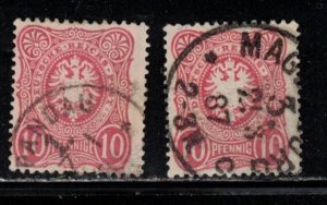 GERMANY Scott # 31, 39 Used -  Pfennige & Pfennig Spelling For Denomination