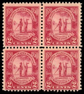 US Sc 683 MH/MNH BLOCK of 4 - 1930 2¢ - Charleston - 250th Anniv - See Desc.