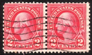 1926 US, 2c, Washington, Used pair, Sc 634