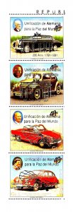 #4051 PARAGUAY 1991 CARS GERMANY REUNIFICATION AVIATION OVERPRINT Mi 4527-30 MNH