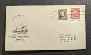 1933 Santa Lucia Grace Line Maiden Voyage Cover Victoria BC Canada to NY USA