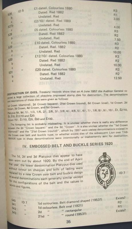 The REVENUE and RAILWAY STAMPS of TASMANIA Australia Cinderella Fiscal Catalogue