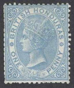 British Honduras Sc# 1 MH 1866 1p Queen Victoria