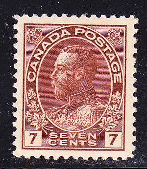 Canada ADMIRAL No.114 7c red brown VF/NH(**)