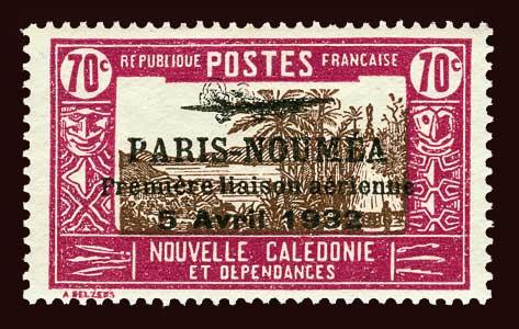 NEW CALEDONIA Scott #195 1933 Paris-Noumea overprint OG LH