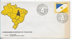 BRAZIL 1990 HOMAGE TO TOCANTINS STATE MAPS FLAG EMBLEM FIRST DAY COVER FDC