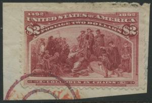 #242 VF+ USED ON A PIECE WITH LIGHT RED CANCEL CV $600 BS3246