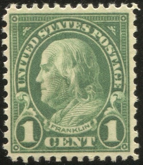 US 1927 Sc 632  MLH, VF 1c green Franklin, perf 11 x 10-1/2