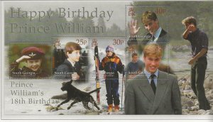 SOUTH GEORGIA Sc 257-61 MNH SET+S/S of 2000 - PRINCE WILLIAM 