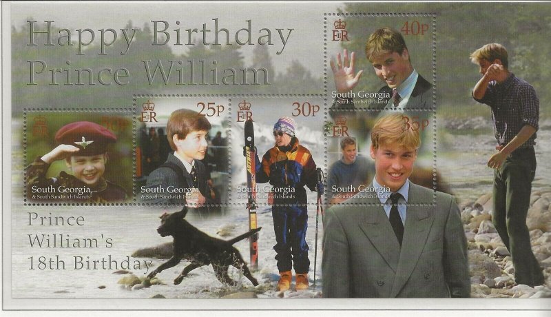 SOUTH GEORGIA Sc 257-61 MNH SET+S/S of 2000 - PRINCE WILLIAM