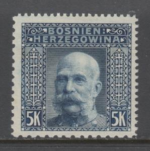 Bosnia & Herzegovina Sc 45l MNH. 1906 5kr Franz Josef, Perf 12½x12½x9¼x10½, CERT