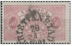 Sweden - 1881 50o pale rose Official Stamp, perf 13 Scott #023