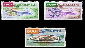 Guinee #C24-26 Cat$71.75, 1960 Olympic Overprints, set of three, lightly hinged