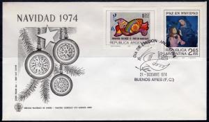 Argentina 1974 Sc#1053/1054 Christmas Raul Soldi Painting Set (2) Official FDC