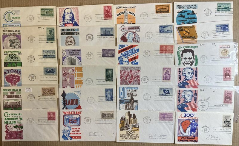 BIG LOT FIRST DAY COVERS 129 DIFF CACHET CRAFT ALL KEN BOLL COLOR FDCs 1946/1965