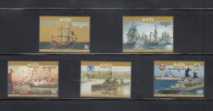 MALTA # 1251-1255 VF-MNH NAVAL VESSELS CAT VALUE $20+