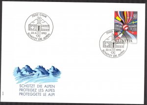 Switzerland 1992 Nature Protect the Alps Flags FDC