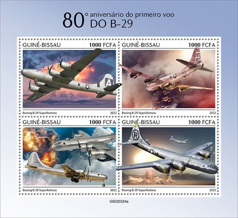 Guinea-Bissau - 2022 B-29 Superfortress First Flight - 4 Stamp Sheet - GB220324a