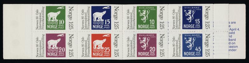 Norway 733 Booklet MNH Polar Bear, Aircraft, Stamp on Stamp