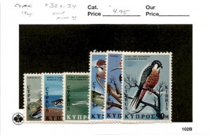 Cyprus, Postage Stamp, #329-334 Mint LH, 1969 Birds (AC)