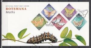 Botswana, Scott cat. 688-692. Butterflies and Moths issue on a First day cover.