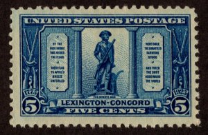 KAPPYSSTAMPS US 1925 LEXINGTON CONCORD SCOTT 619 MINT NEVER HINGED CV $30 50041