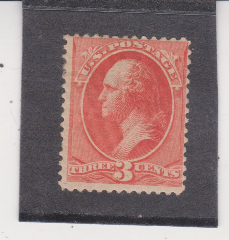 US Scott # 214 Mint Hinged OG 3 Cent Denomination Printing Crease small Thin 