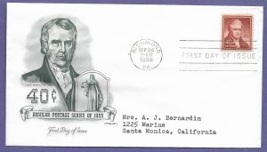 1050a JOHN MARSHALL 40c 1955, ARTMASTER FIRST DAY COVER, ADDR.