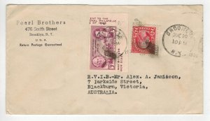 1936 TIPEX SOUVENIR SHEET 778 USAGE TEXAS SINGLE FOREIGN DESTINATION AUSTRALIA