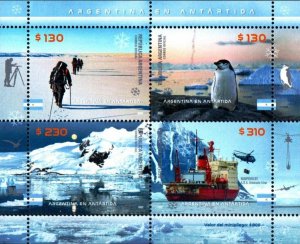 Argentina 2022 MNH Stamps Souvenir Sheet Antarctica Penguins Mountains Ships