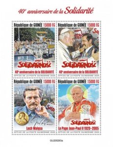 Guinea - 2020 Polish Solidarity Lech Walesa - 4 Stamp Sheet - GU200263a