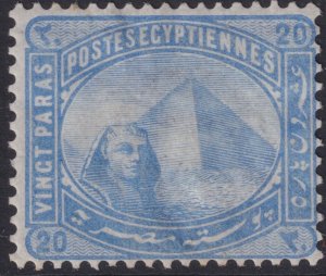 Sc# 34 Egypt 1879 - 1902 Sphinx and Pyramid MMHH 20pa issue CV $67.50 Stk #2