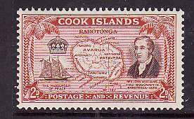 Cook Is.-Sc#133- id12-unused light hinged 2p-Ships-Maps-1949-