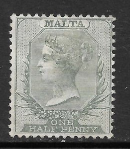 Malta Scott 6 Unused HNG - 1885 1/2p Queen Victoria - SCV $6.00