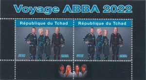 ABBA Stamps Chad 2022 CTO Music Voyage Concert Celebrities 2v M/S II