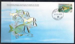 Turks & Caicos FDC card Sc 363 Cousteau Soc. Porkfish L94