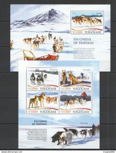 2015 Togo Domestic Animals Pets Fauna Sled Dogs Kb+Bl ** Stamps Tg075