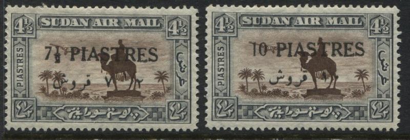 Sudan 1935 overprinted Airmails 7 1/2p on 4 1/2 & 10p 0n 4 1/2p mint o.g.