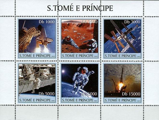SAO TOME E PRINCIPE 2003 SHEET SPACE LAUNCH SPACESHIPS COSMONAUTS st3133