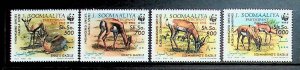 SOMALIA Sc 629-32 NH ISSUE OF 1992 - OVERPRINTS - WWF - ANIMALS