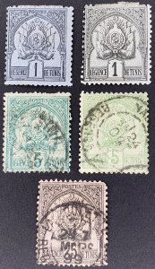 Tunisia, Scott #1 & 9, unused, #11-12 & 18 used, AVG-F some faults, hinge remnts