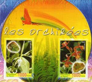 Benin 2005 Orchids and Minerals S/S Perforated MNH VF