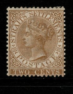 MALAYA STRAITS SETTLEMENTS SG50 1882 2c BROWN MTD MINT