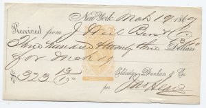 1869 New York BN-B20 receipt 2 cent eagle imprint [6440.16]