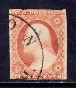 USA - Scott #11 - Used - Lt. crease LR, rough margin at top - SCV $15