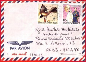 aa3841 - BURKINA FASO - POSTAL HISTORY - COVER to ITALY 1985 birds BOY SCOUTS